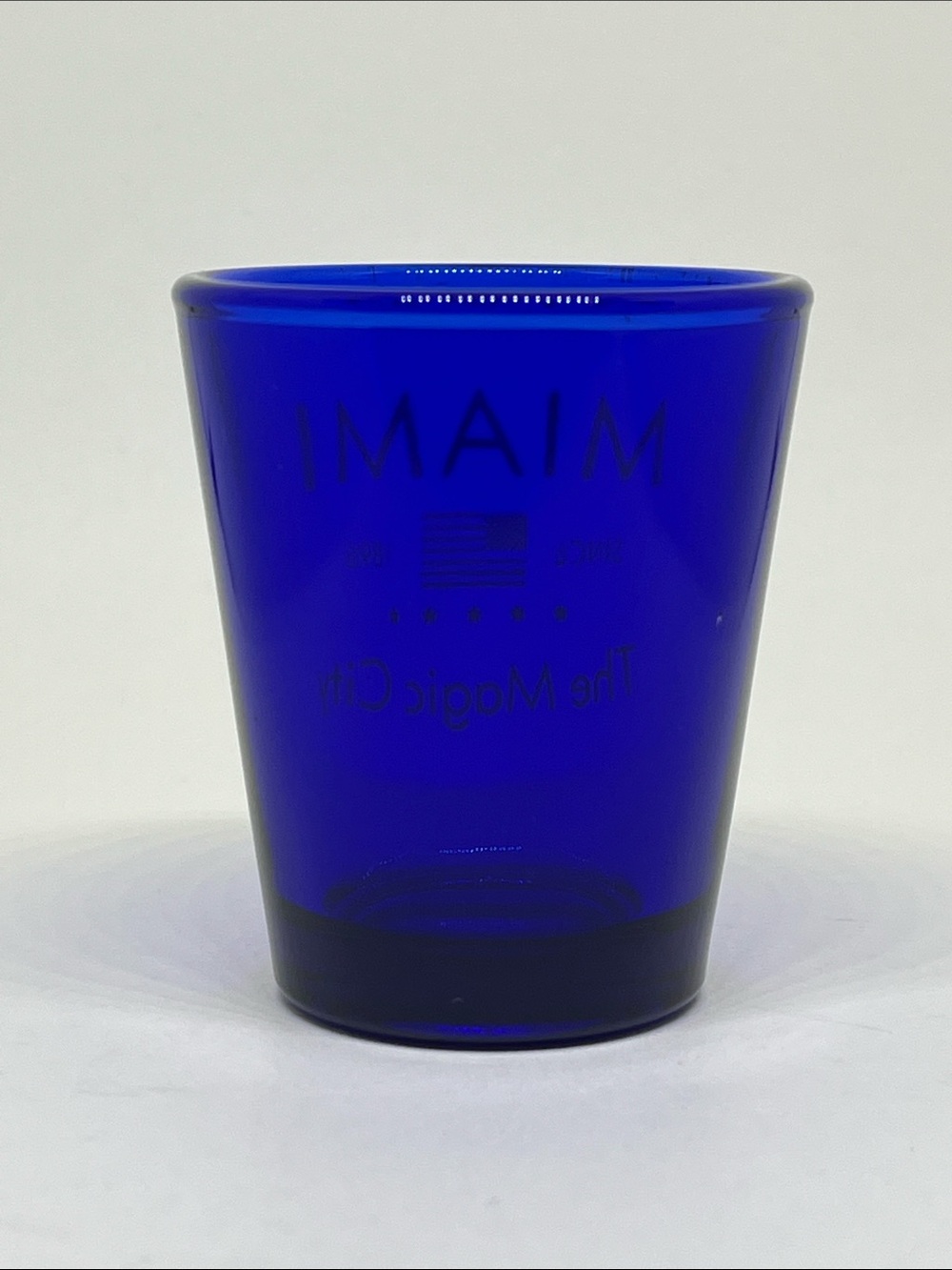 Miami Cobalt Blue Shot Glass with White Print - Picture 2 of 4